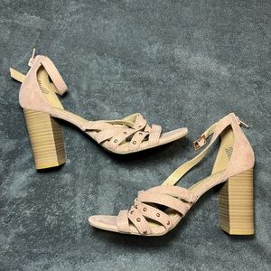 LC LAUREN‎ CONRAD TORTE MAUVE Womens Strappy Block Heels Shoes